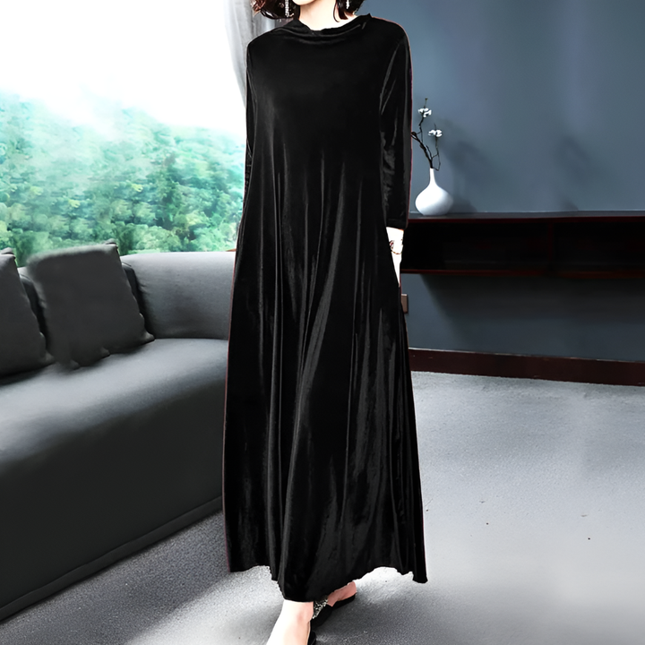 Orvindelle | Women's Velvet Maxi Dress Long Sleeve - Image 2