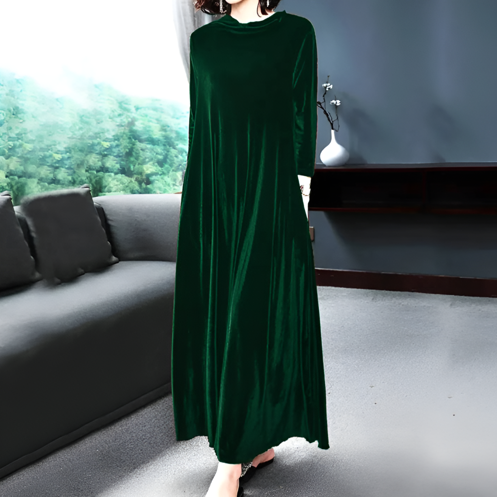 Orvindelle | Women's Velvet Maxi Dress Long Sleeve - Image 3