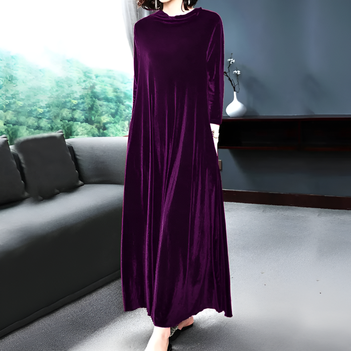 Orvindelle | Women's Velvet Maxi Dress Long Sleeve - Image 4