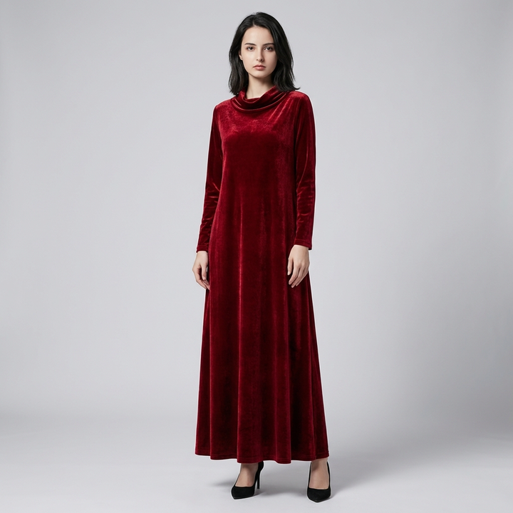 Orvindelle | Women's Velvet Maxi Dress Long Sleeve - Image 5