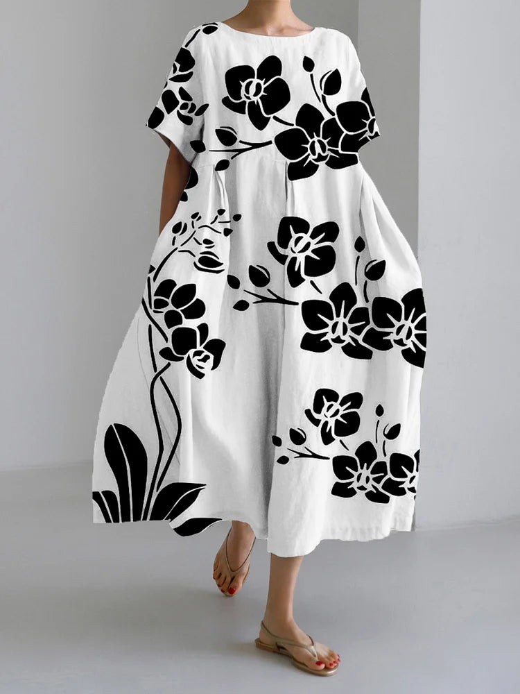 Orvindra | Women's Floral Print Midi Dress - White - Image 1