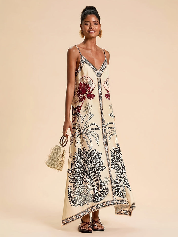 Orvindra | Women's Summer Maxi Dress Floral Boho - Cream - Image 1