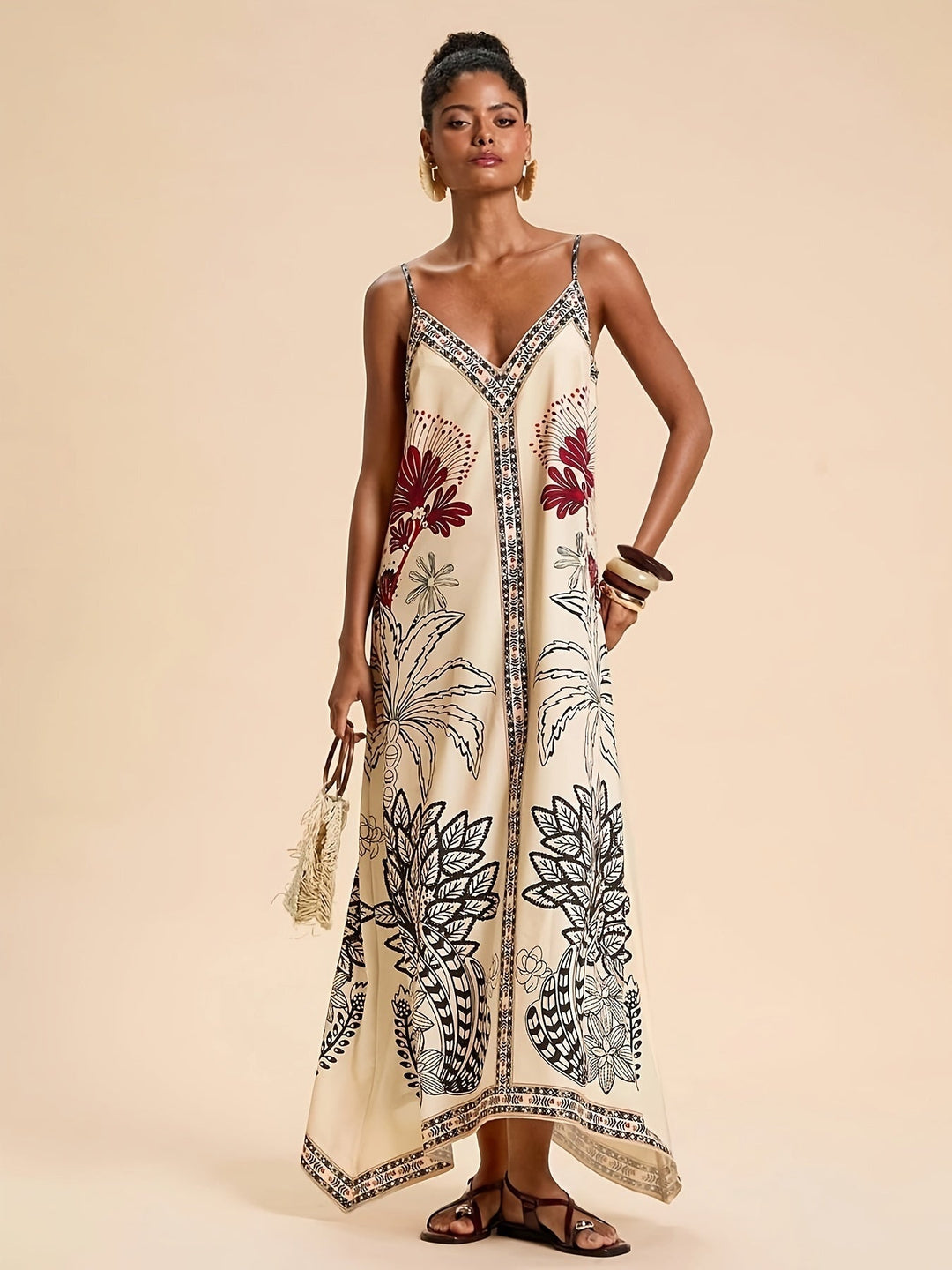 Orvindra | Women's Summer Maxi Dress Floral Boho - Cream - Image 4