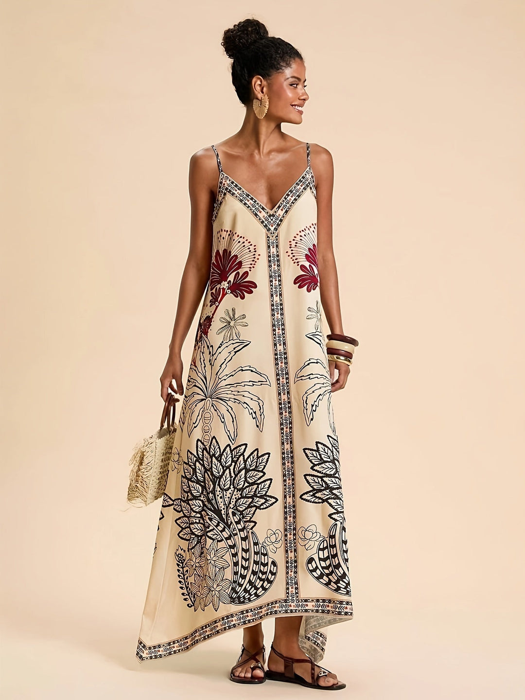 Orvindra | Women's Summer Maxi Dress Floral Boho - Cream - Image 5