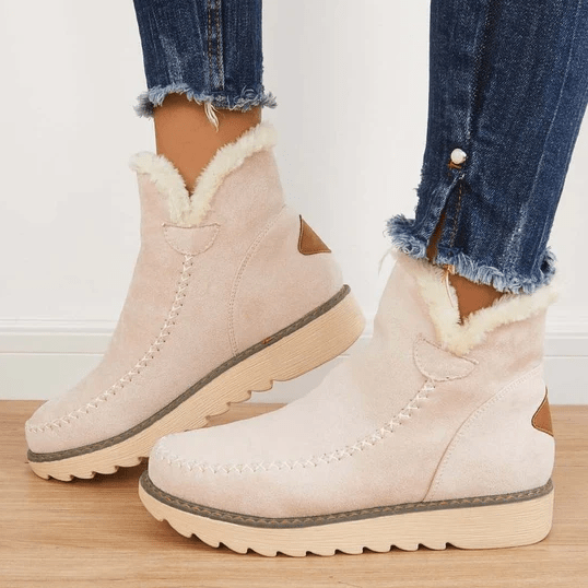 Paloma | Women's Fur Lined Ankle Boots - Beige - Image 1
