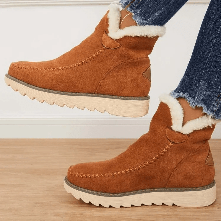 Paloma | Women's Fur Lined Ankle Boots - Beige - Image 2