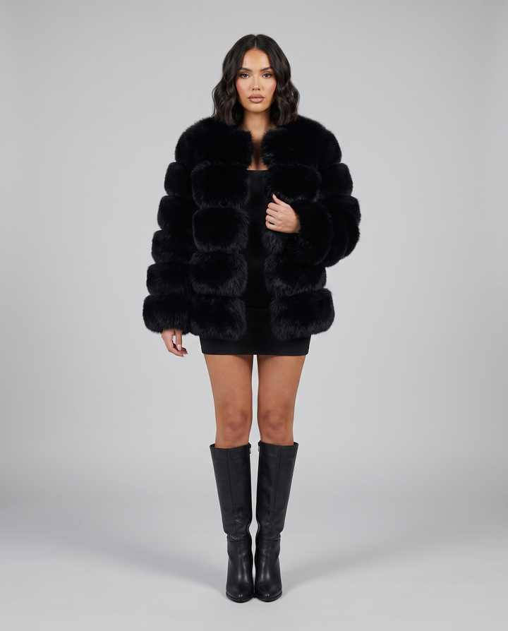 Parvane | Women's Cropped Faux Fur Jacket - Image 7
