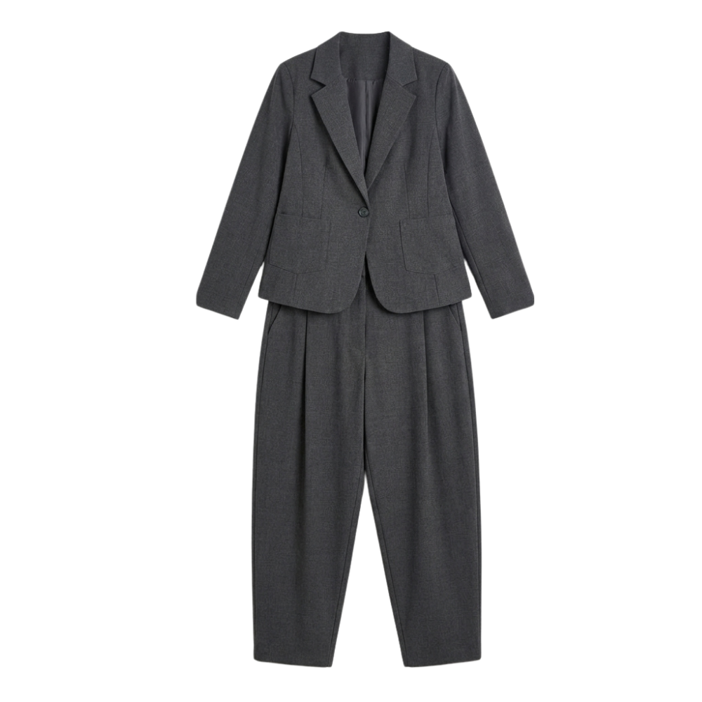 Pembury | Women's Relaxed Suit Set Blazer & Trousers - Cream - Image 12