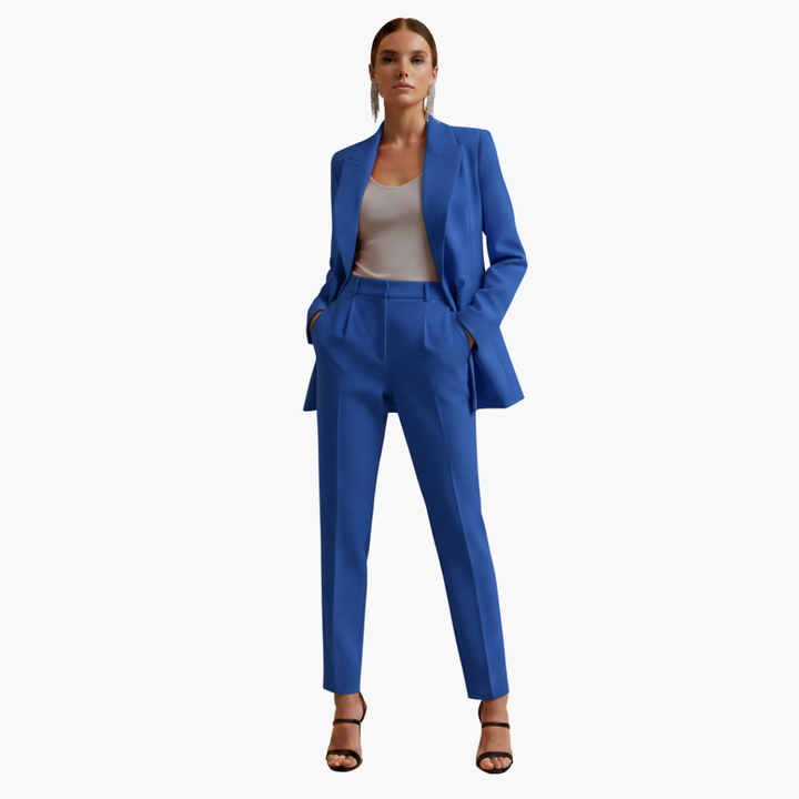 Persephone | Women's Double Breasted Light Blue Blazer Set - Light Blue - Image 10