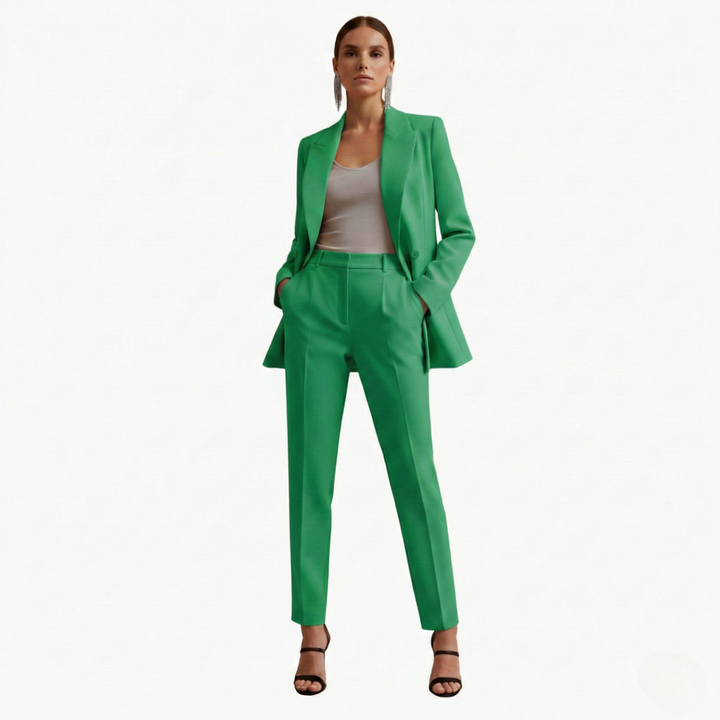 Persephone | Women's Double Breasted Light Blue Blazer Set - Light Blue - Image 13