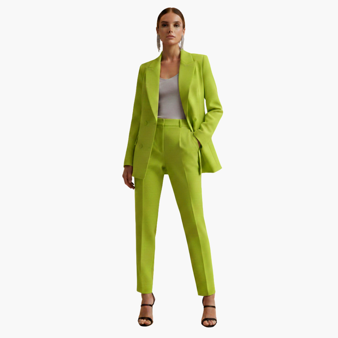 Persephone | Women's Double Breasted Light Blue Blazer Set - Light Blue - Image 14