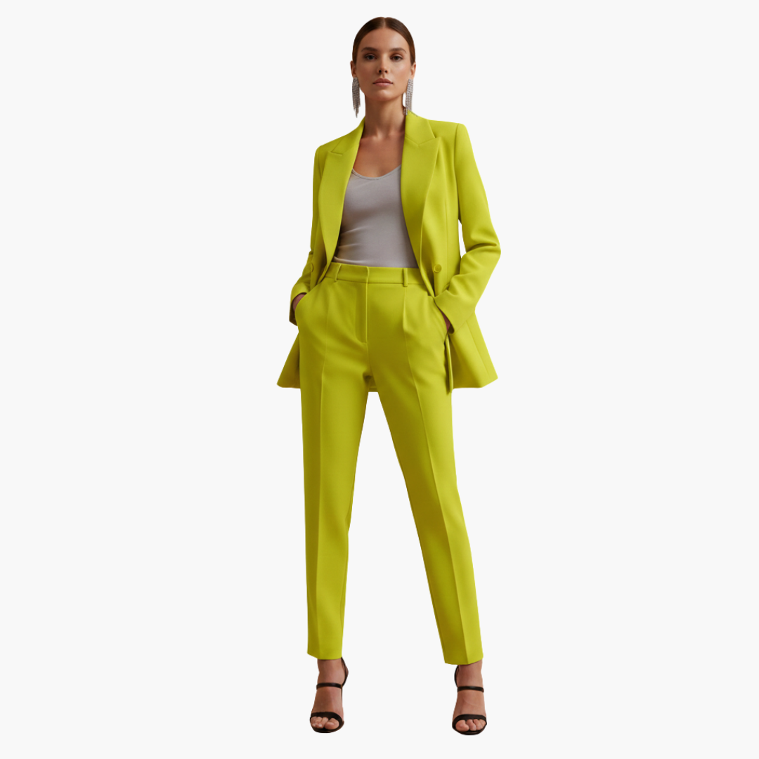 Persephone | Women's Double Breasted Light Blue Blazer Set - Light Blue - Image 15