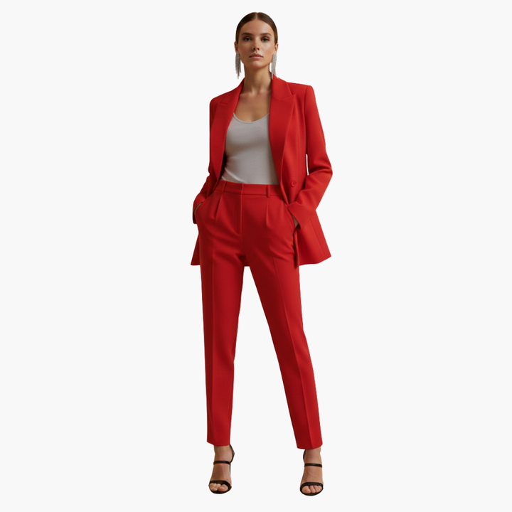 Persephone | Women's Double Breasted Light Blue Blazer Set - Light Blue - Image 9