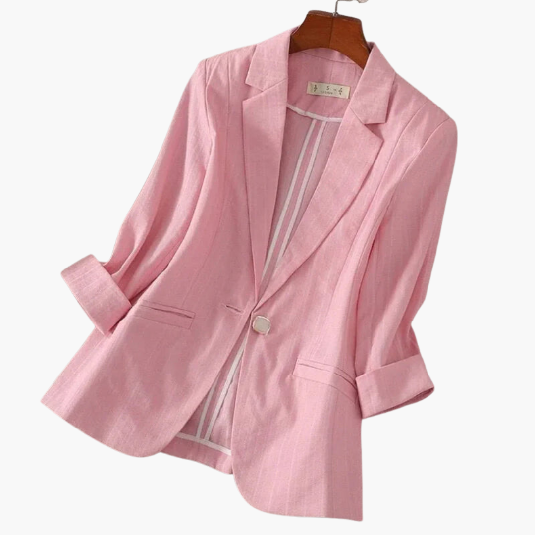 Phoebe | Women's Pink Tailored Blazer - Pink - Image 5
