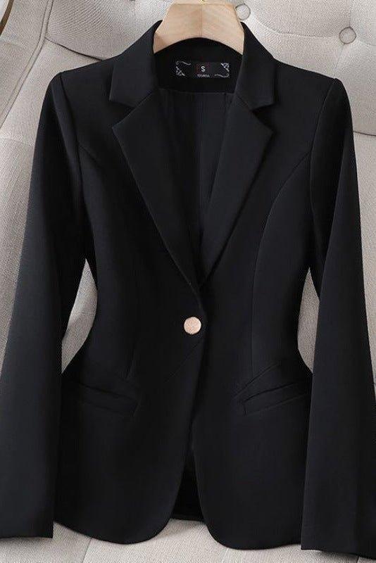 Phoebe | Women's Single Button Tailored Blazer - Beige - Image 3