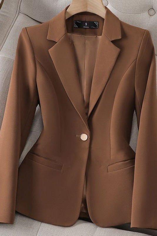 Phoebe | Women's Single Button Tailored Blazer - Beige - Image 4