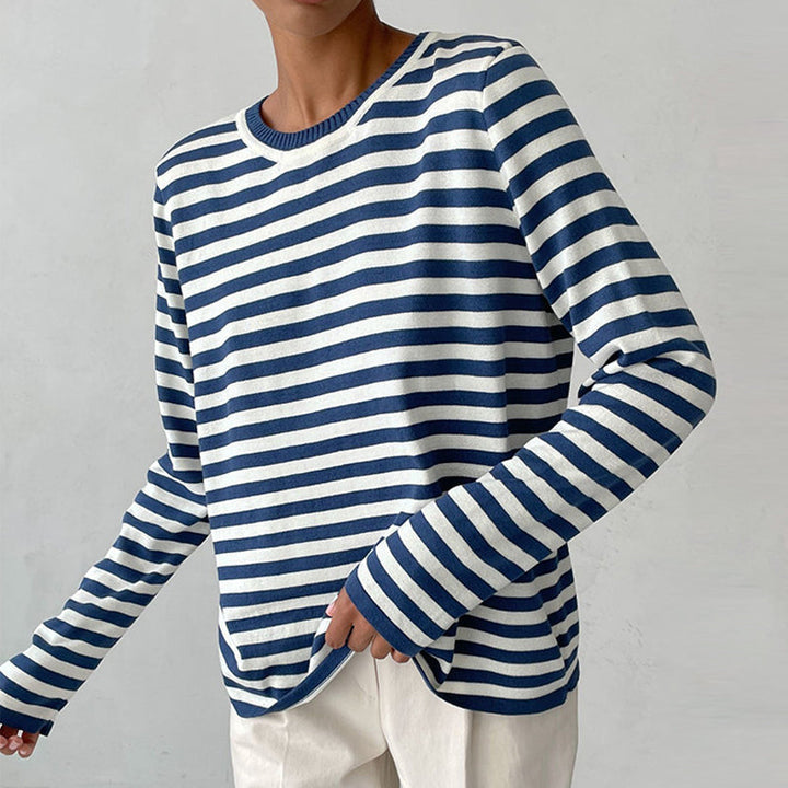 Pippa | Women's Striped Long Sleeve Sweater - Striped - Image 1