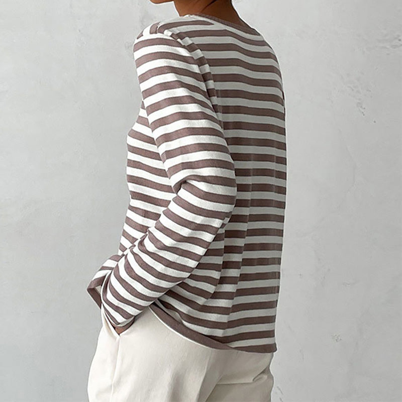 Pippa | Women's Striped Long Sleeve Sweater - Striped - Image 13