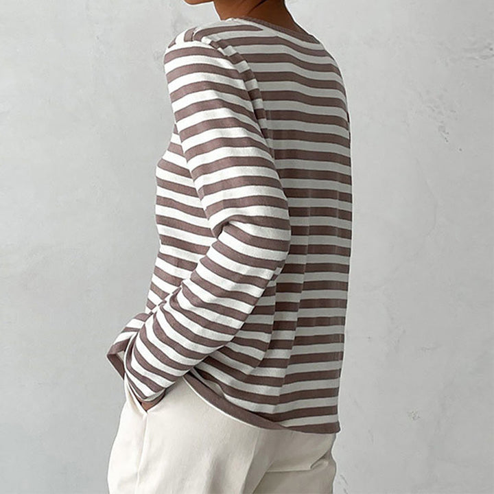 Pippa | Women's Striped Long Sleeve Sweater - Striped - Image 13