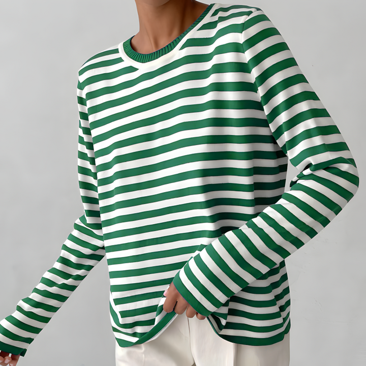 Pippa | Women's Striped Long Sleeve Sweater - Striped - Image 3