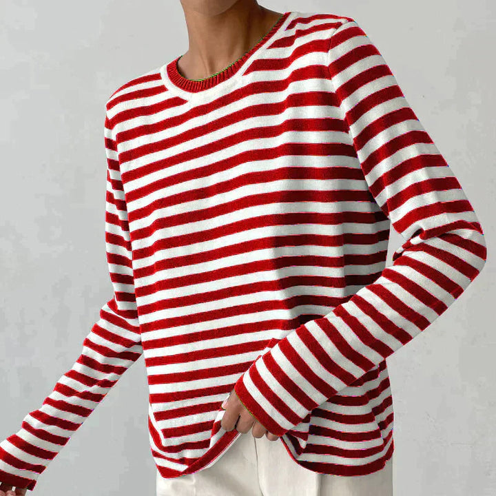 Pippa | Women's Striped Long Sleeve Sweater - Striped - Image 4