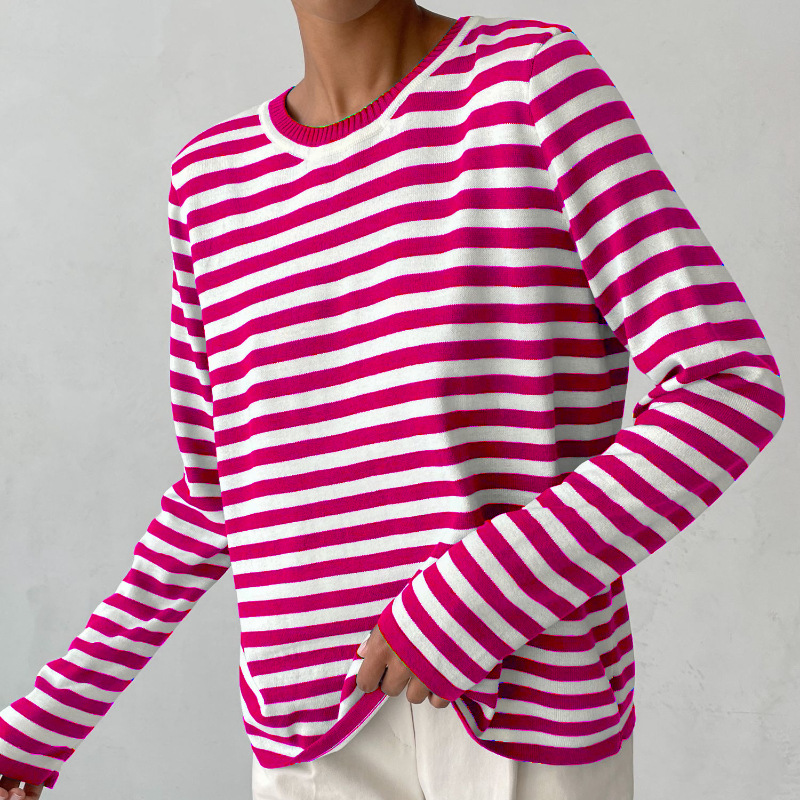 Pippa | Women's Striped Long Sleeve Sweater - Striped - Image 6