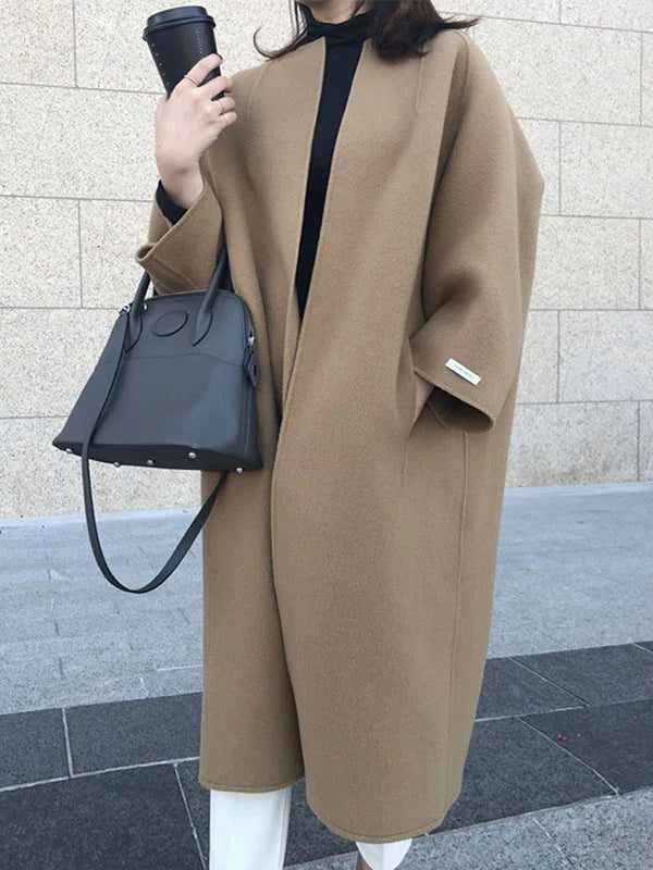 Primrose | Women's Long Oversized Coat - Beige - Image 1
