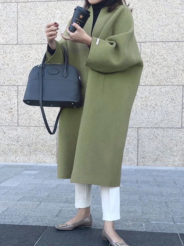 Primrose | Women's Long Oversized Coat - Beige - Image 11