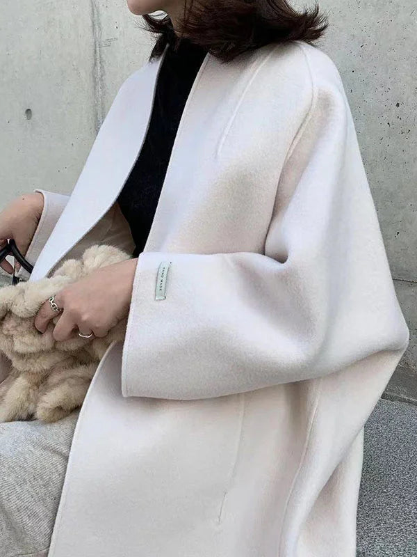 Primrose | Women's Long Oversized Coat - Beige - Image 12