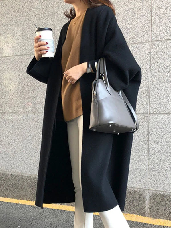 Primrose | Women's Long Oversized Coat - Beige - Image 3