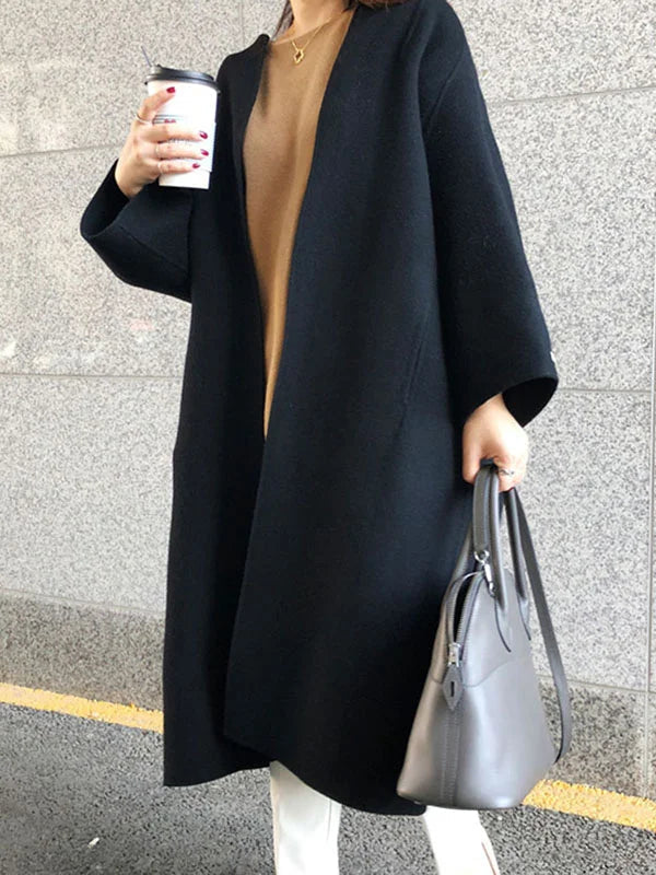 Primrose | Women's Long Oversized Coat - Beige - Image 5