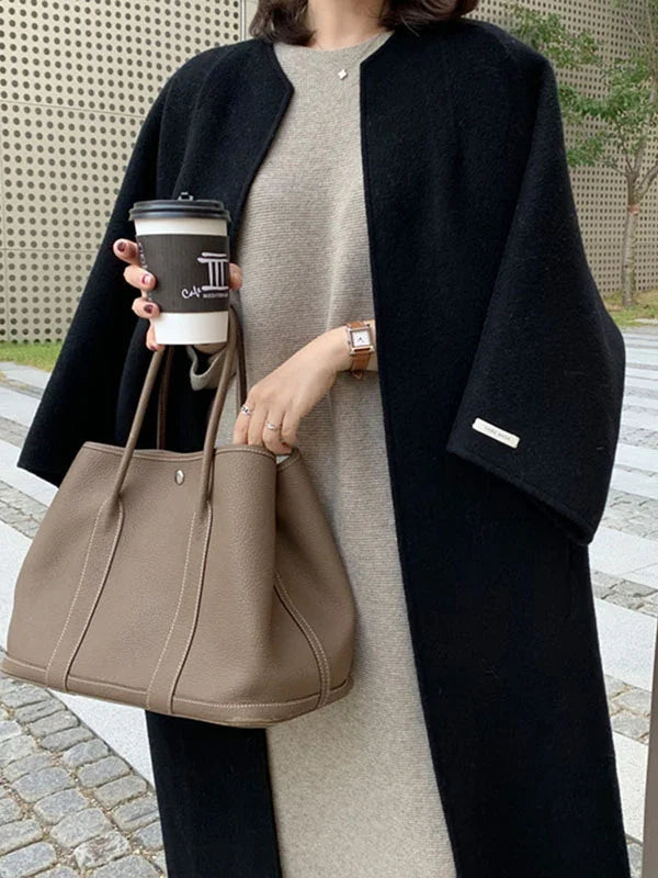 Primrose | Women's Long Oversized Coat - Beige - Image 7