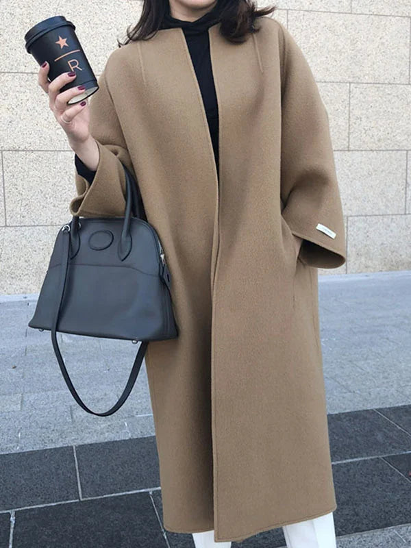Primrose | Women's Long Oversized Coat - Beige - Image 8