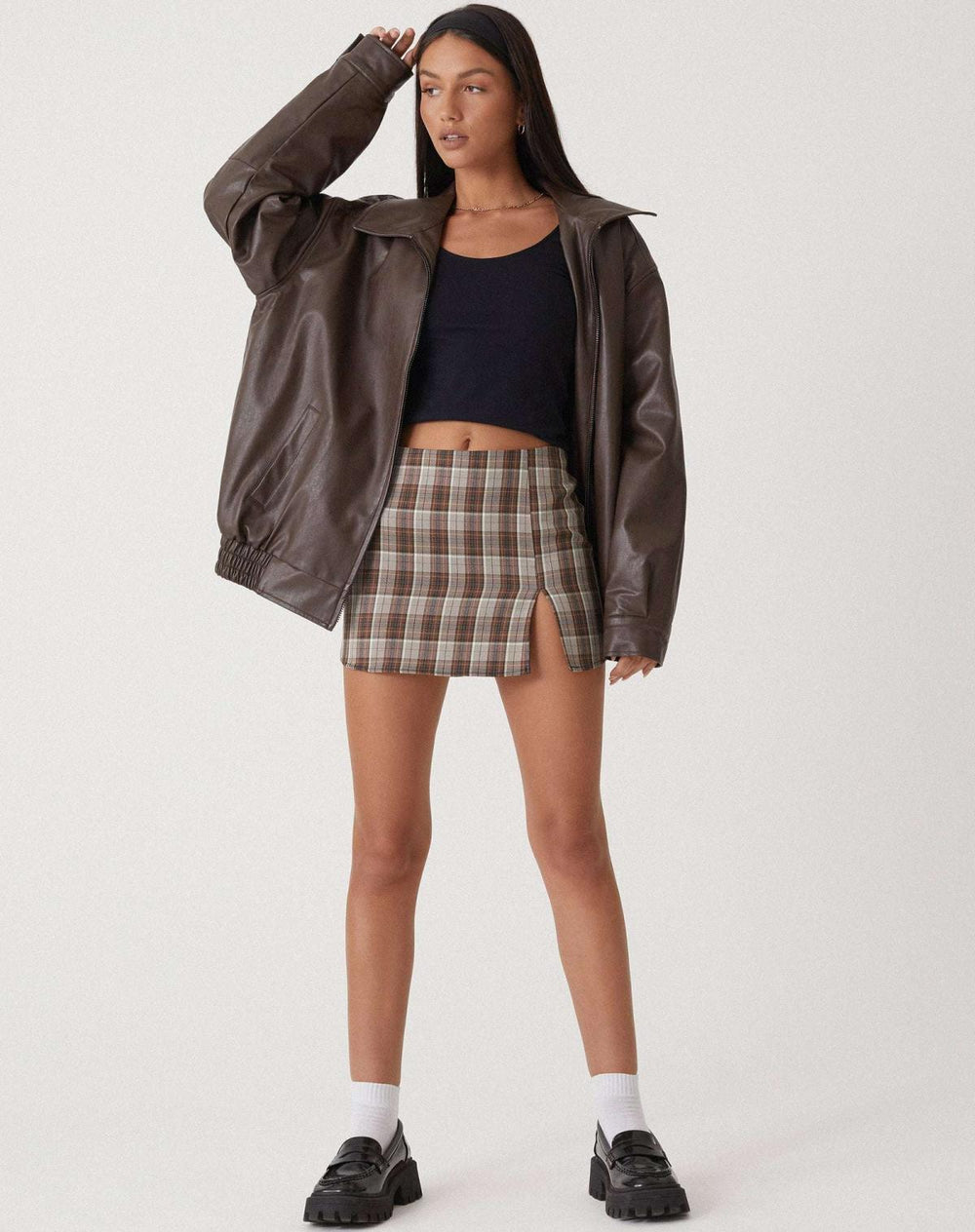 Primrose | Women's Oversized Bomber Jacket - Brown - Image 2