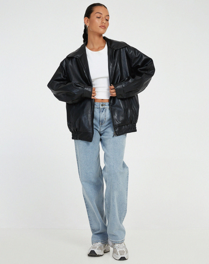 Primrose | Women's Oversized Bomber Jacket - Brown - Image 5