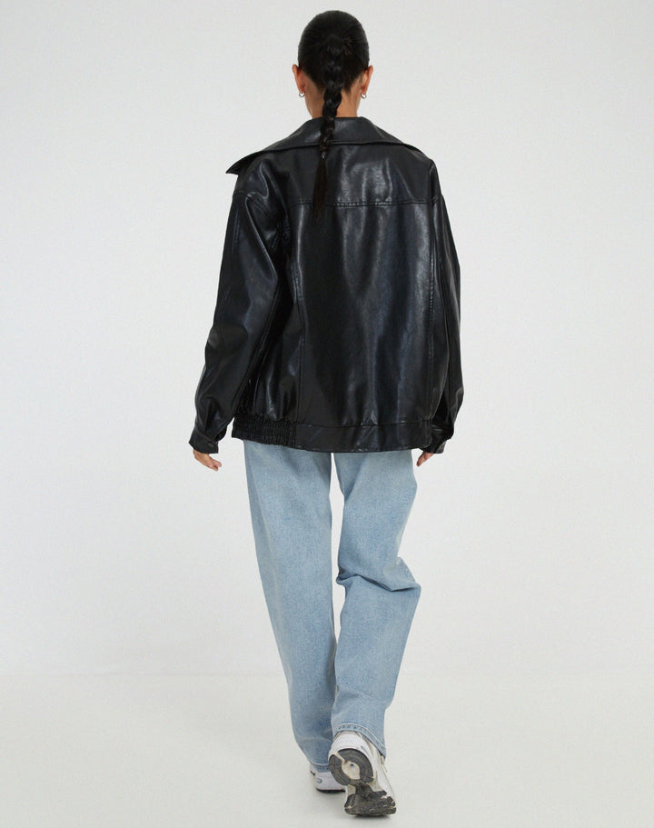 Primrose | Women's Oversized Bomber Jacket - Brown - Image 6