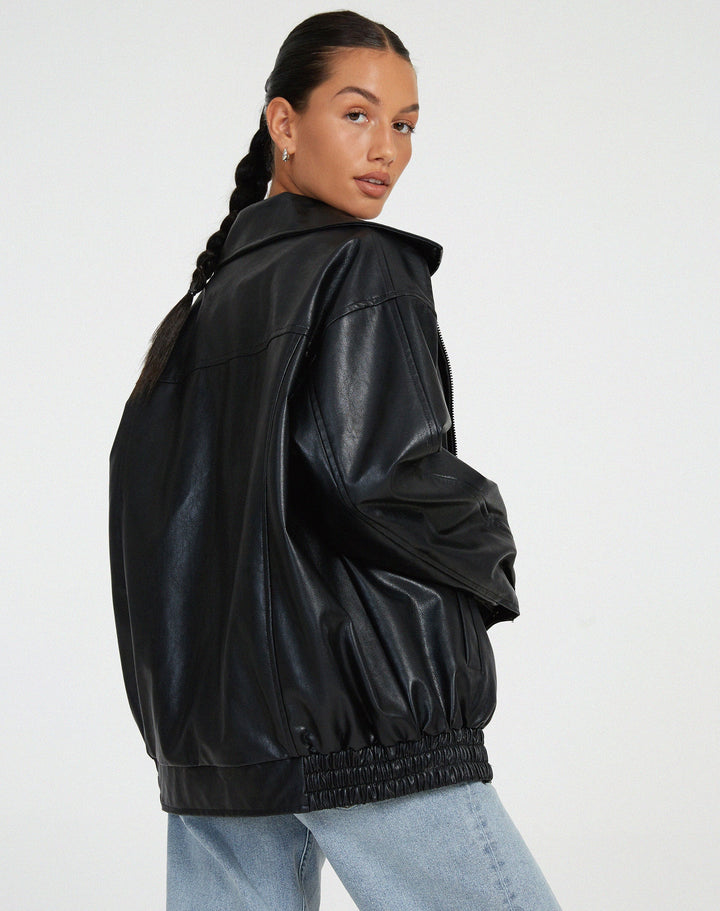 Primrose | Women's Oversized Bomber Jacket - Brown - Image 8