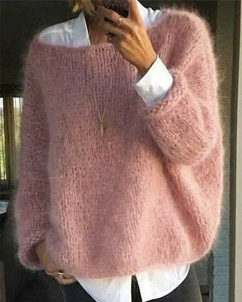 Primrose | Women's Oversized Round Neck Sweater - Pink - Image 1