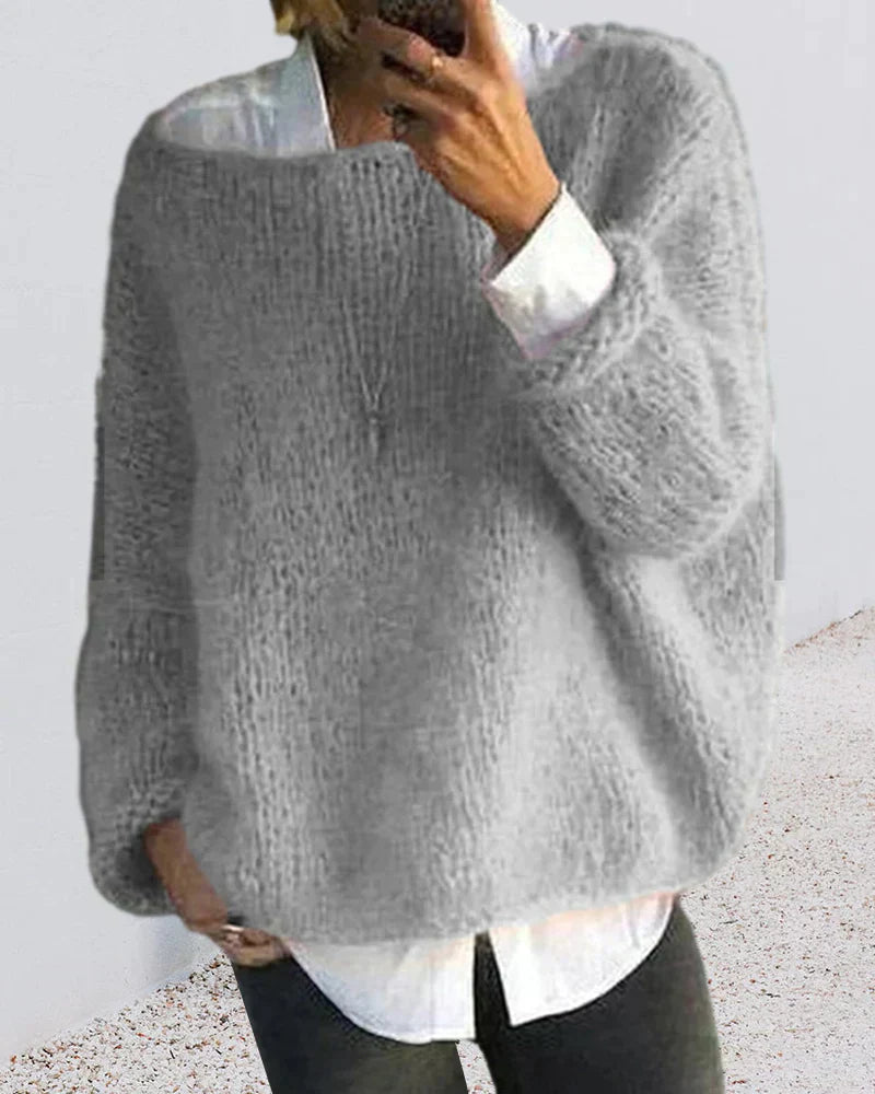Primrose | Women's Oversized Round Neck Sweater - Pink - Image 2