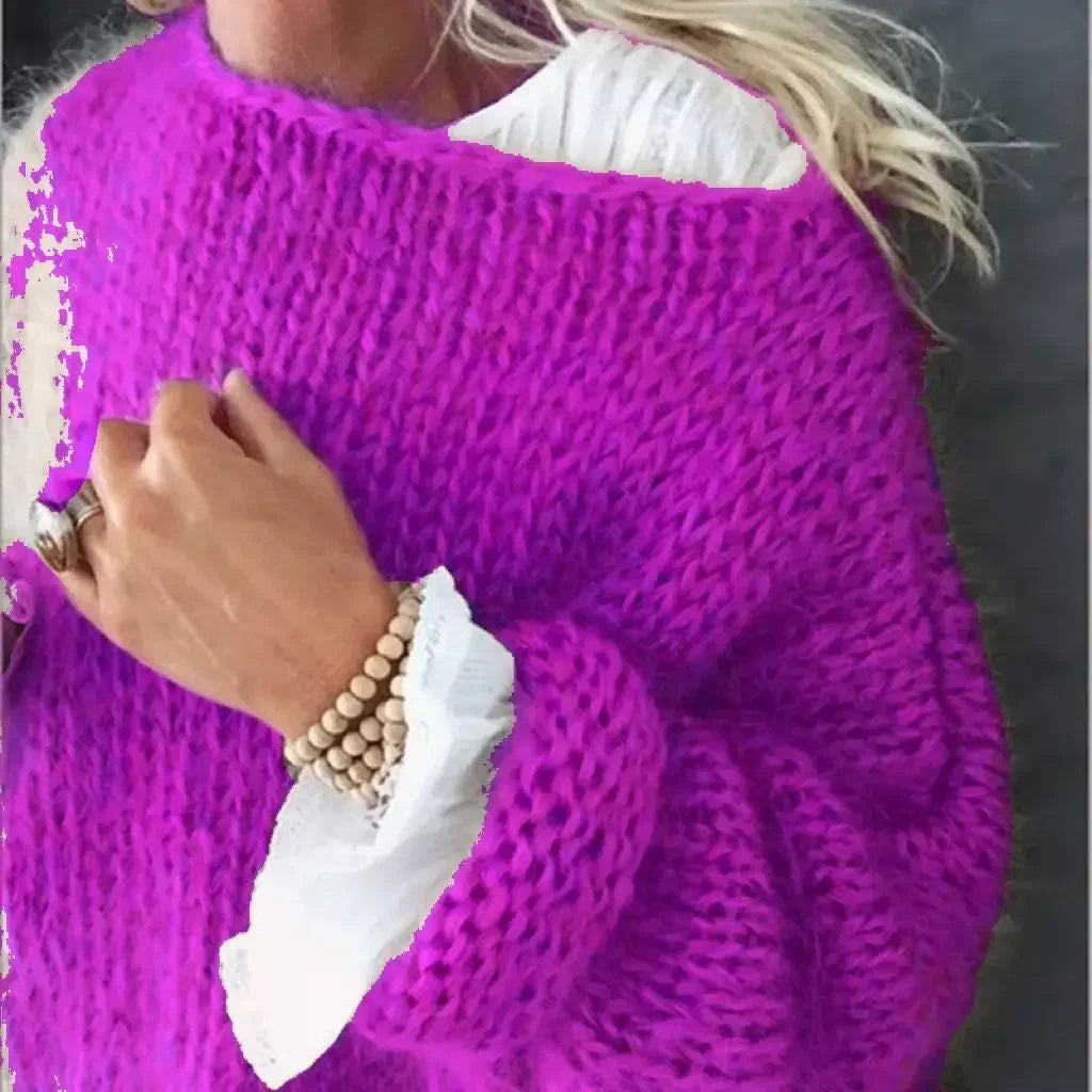 Primrose | Women's Oversized Round Neck Sweater - Pink - Image 5