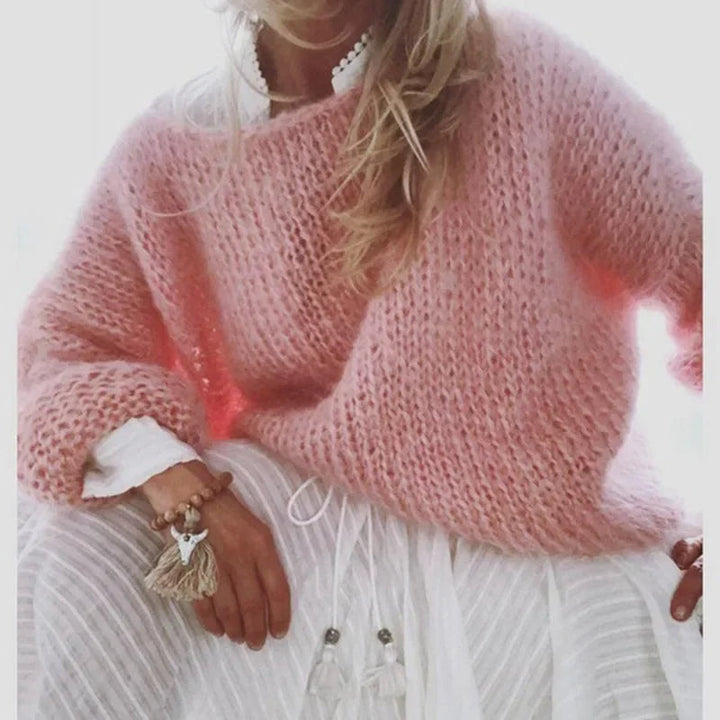 Primrose | Women's Oversized Round Neck Sweater - Pink - Image 7