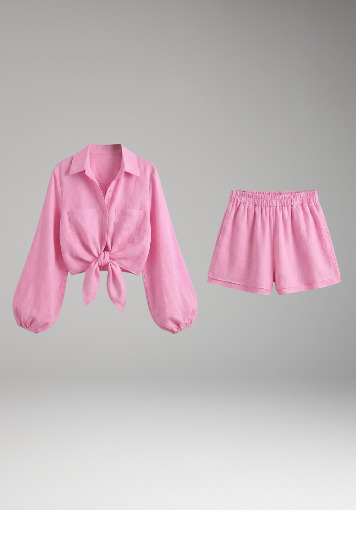 Prindelle | Women's Linen Two Piece Set & Shorts - Blue - Image 2