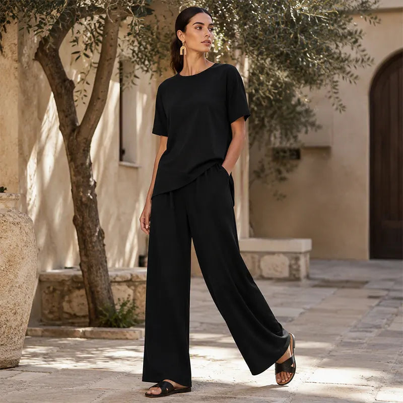Prindelle | Women's Linen Two Piece Set Wide Leg - Image 1