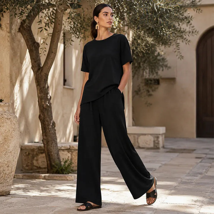 Prindelle | Women's Linen Two Piece Set Wide Leg - Image 1