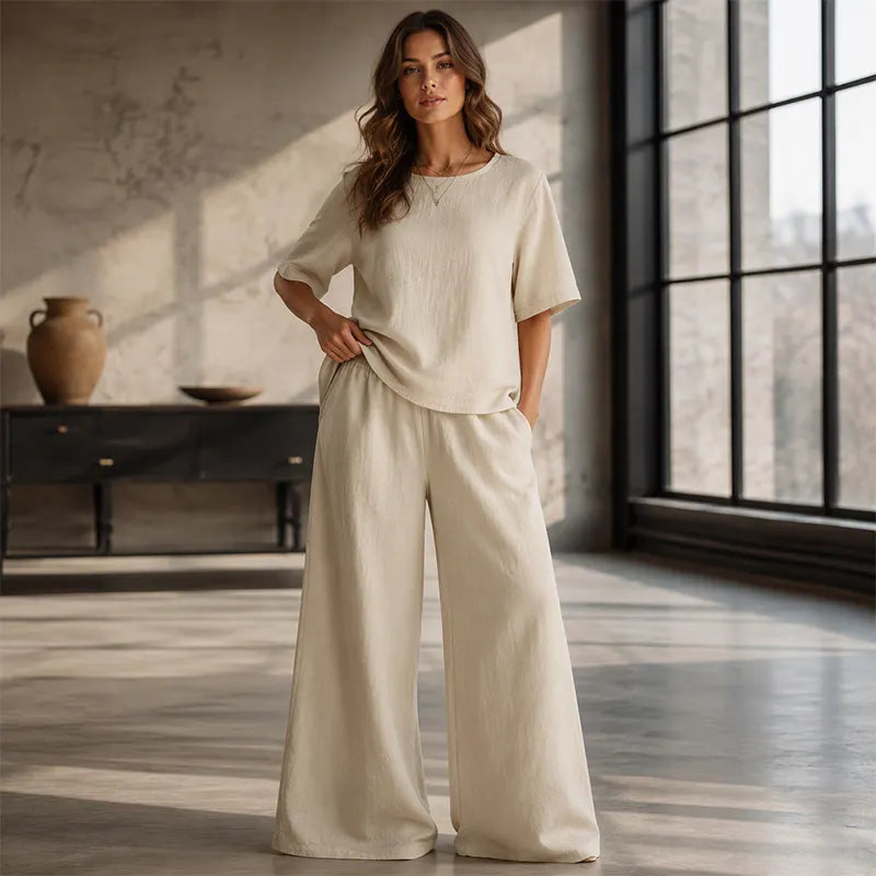 Prindelle | Women's Linen Two Piece Set Wide Leg - Image 3