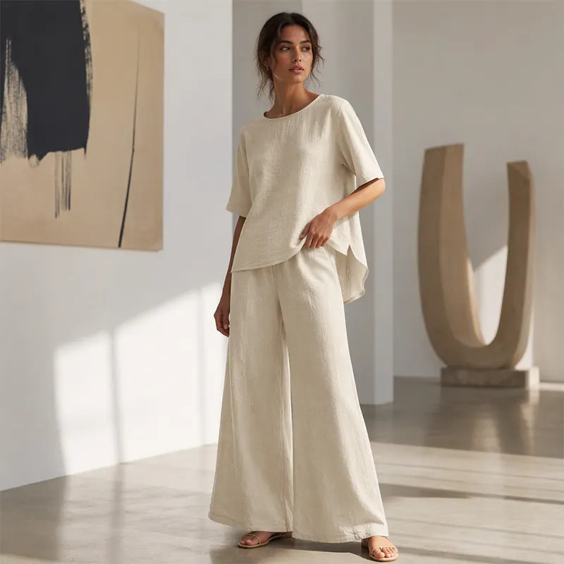 Prindelle | Women's Linen Two Piece Set Wide Leg - Image 4