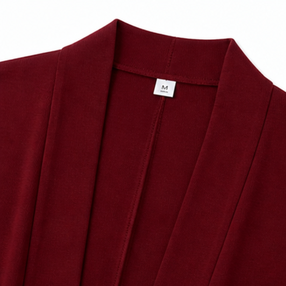 Quinley | Women's 3-Piece Pants Set with Drape Cardigan - Burgundy - Image 7