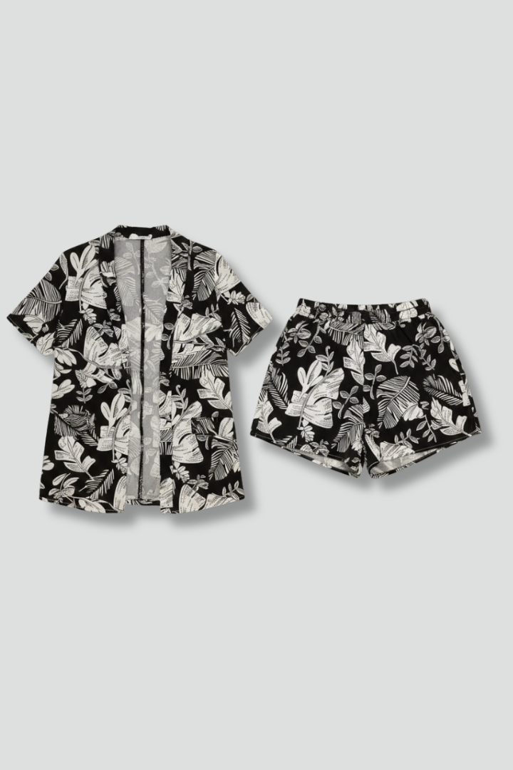 Quorinda | Women's Two Piece Set Shirt & Shorts - Black - Image 2
