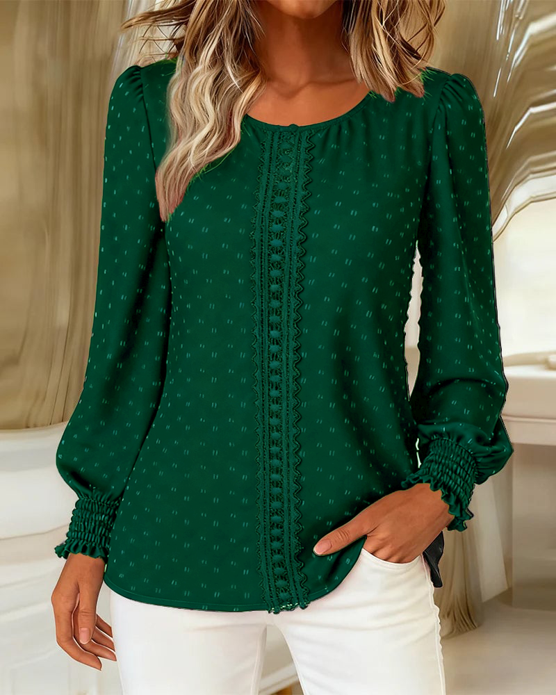 Quorwyn | Women's Boho Long Sleeve Lace Trim Blouse - Red - Image 4