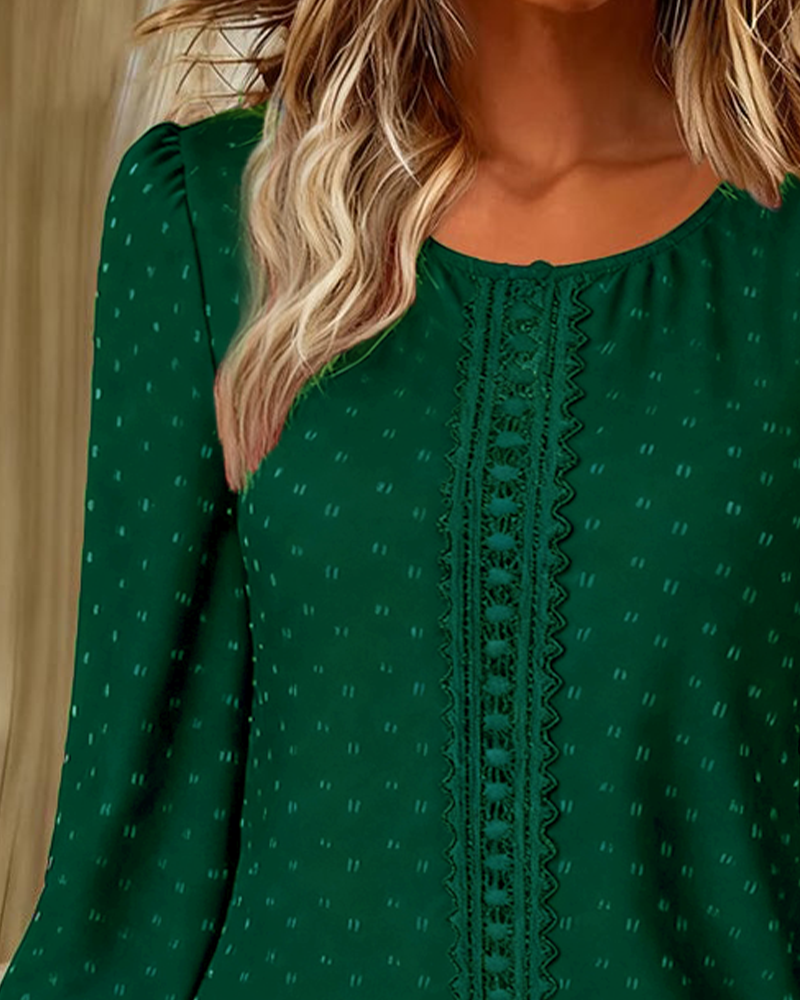 Quorwyn | Women's Boho Long Sleeve Lace Trim Blouse - Red - Image 6